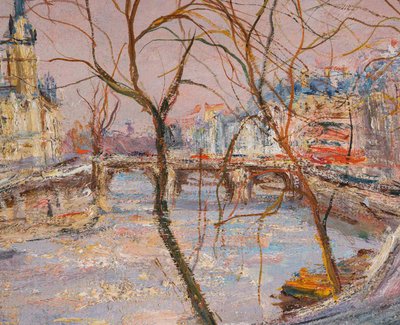 Serge Belloni (1925-2005), View of the Banks of the Seine, Oil on Wood, Circa 1960