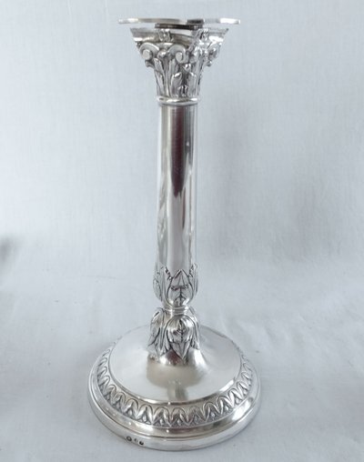 Suite of 4 Empire period solid silver candlestick torches - Coq hallmark