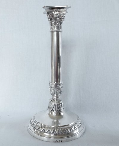 Suite of 4 Empire period solid silver candlestick torches - Coq hallmark