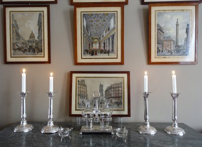 Suite of 4 Empire period solid silver candlestick torches - Coq hallmark