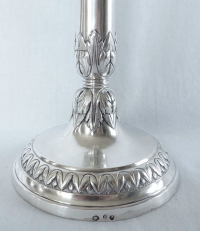 Suite of 4 Empire period solid silver candlestick torches - Coq hallmark