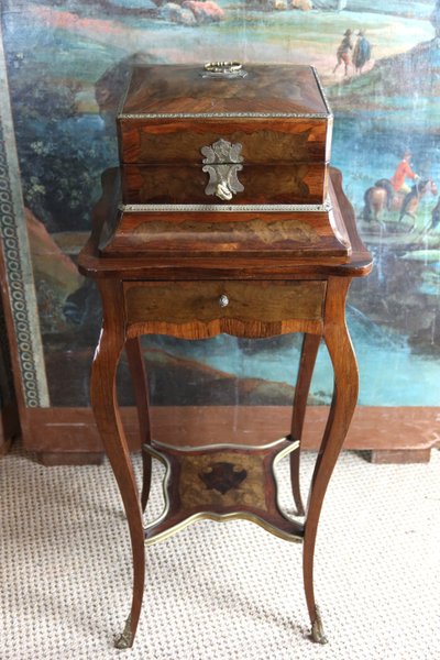 Jewelry box on its table, 19th century