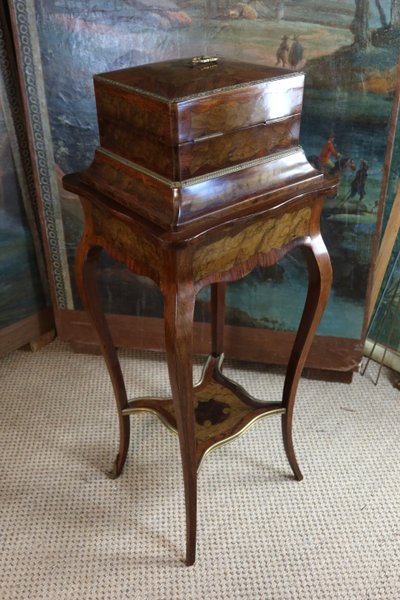 Jewelry box on its table, 19th century