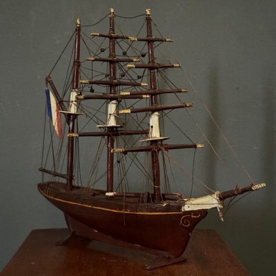 Maquette de bateau français trois-mâts XIXe Cancale