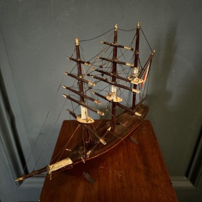 Maquette de bateau français trois-mâts XIXe Cancale