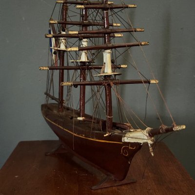 Maquette de bateau français trois-mâts XIXe Cancale