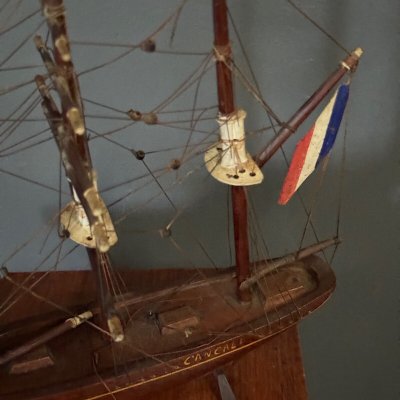 Maquette de bateau français trois-mâts XIXe Cancale