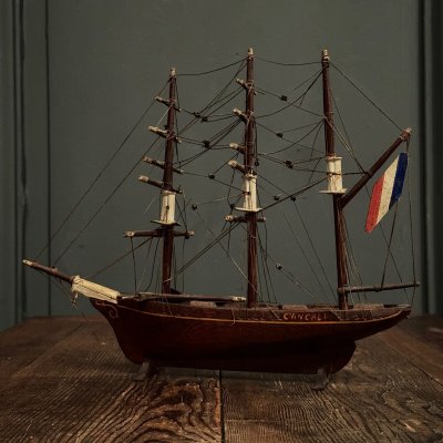 Maquette de bateau français trois-mâts XIXe Cancale