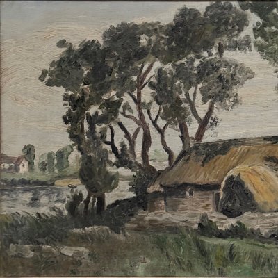 Öl auf Leinwand, Landschaft mit Vendée-Korb von C. Bonno 1949