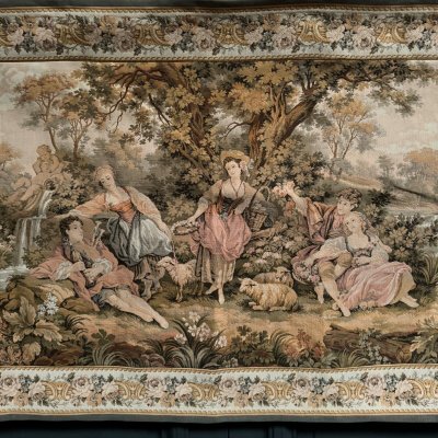 Tapisserie d'Aubusson XXe décor romantique