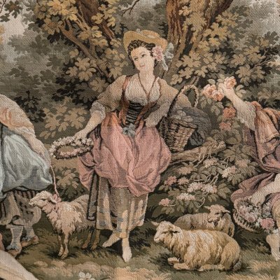 20th century Aubusson tapestry, romantic decor