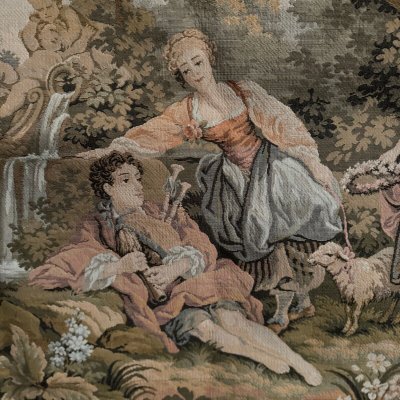 Tapisserie d'Aubusson XXe décor romantique