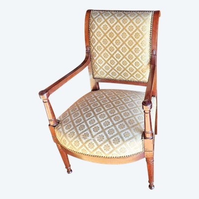 Directoire armchairs, mahogany, reversed back, circa 1800