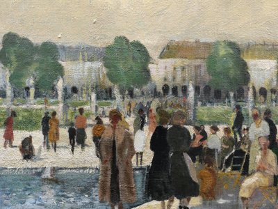 Attribuito a Élie Anatole PAVIL, Il parco animato delle Tuileries