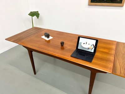 Scandinavian teak dining table, extendable