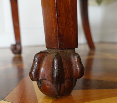 Pair of Empire mahogany armchairs, swan model - attributed to Bellangé