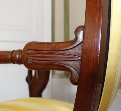 Pair of Empire mahogany armchairs, swan model - attributed to Bellangé