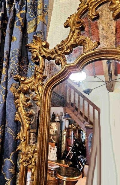 Large Gilded Mirror with St Louis XV Glazing Beads