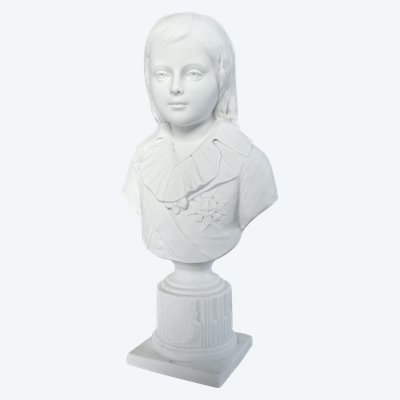 The Dauphin Louis XVII, royalist bust in porcelain biscuit - 32cm