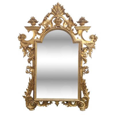 Large Gilded Wood Mirror, Tuscany, Mid-19th Century