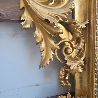 Large Gilded Wood Mirror, Tuscany, Mid-19th Century