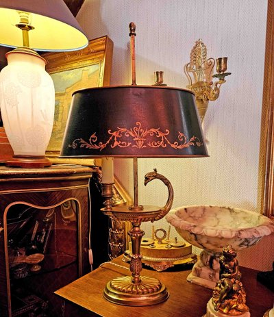 Lampe Bouillotte En Bronze Et Tôle Laquée