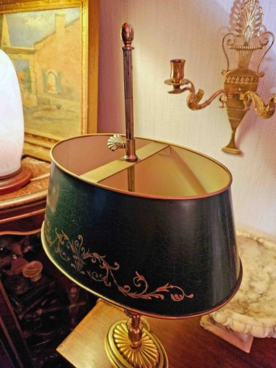 Lampe Bouillotte En Bronze Et Tôle Laquée