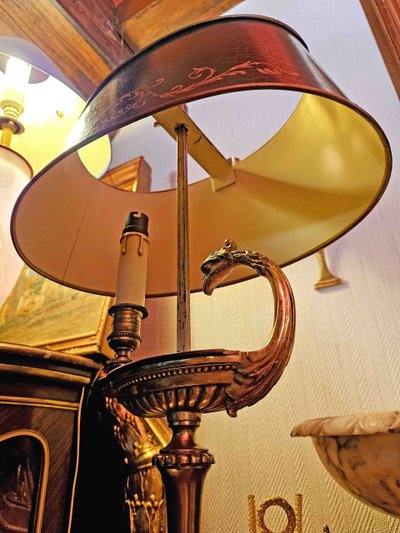 Lampe Bouillotte En Bronze Et Tôle Laquée