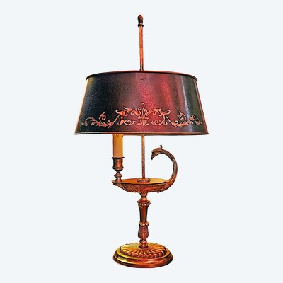 Lampe Bouillotte En Bronze Et Tôle Laquée