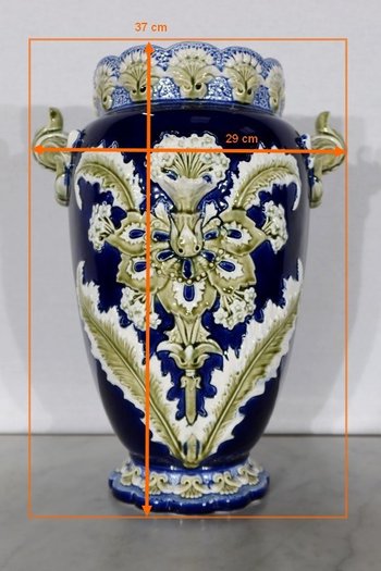  Important Earthenware Vase, Faïencerie de Fives Lille - Early XXth century