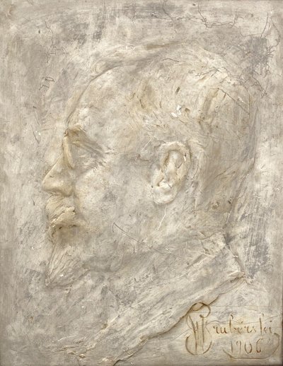 Gips-Flachrelief von Wladyslaw Gruberski, Profil eines Mannes, 1906