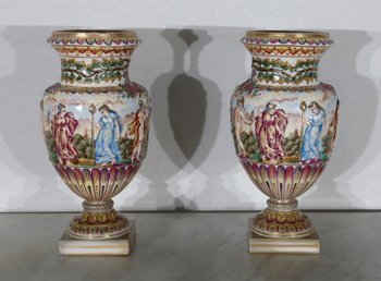  Pair of Vases of Capodimonte - End of XIXth century