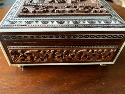 Anglo-Indian carved sandalwood box, 19th century.