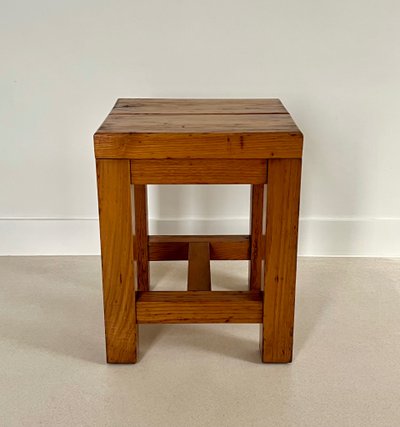 Brutalist wooden stool, Italy, 1960s