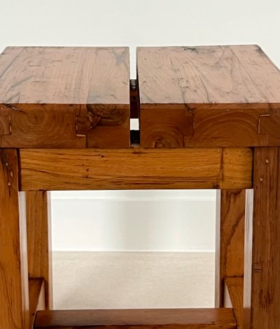 Tabouret brutaliste en bois, Italie années 60