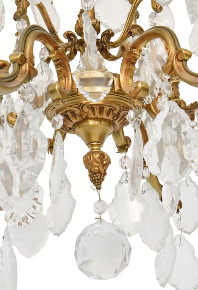 Lustre cage de style Louis XV en bronze doré à 6 bras de lumières