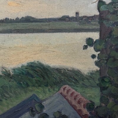 Oil on cardboard The Loire at the Vivier 20th century