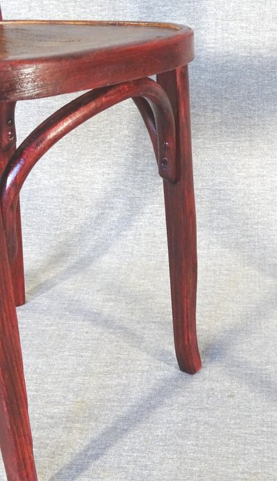 Set of 4 Baumann bistro chairs - 1930 - wooden seat, no Fischel, no Thonet