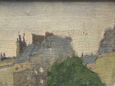 Huile sur toile Paris péniches par Louis P. Szanto 1900