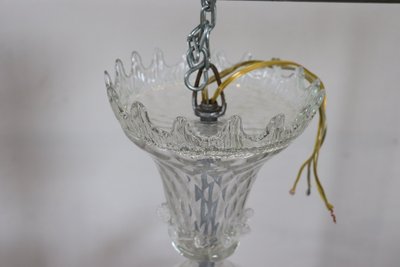 Lampadario in vetro di Murano trasparente, anni '80