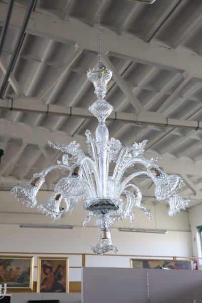 Transparent Murano Glass Chandelier, 1980s