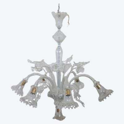 Transparent Murano Glass Chandelier, 1980s