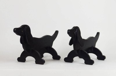 Pair of "dachshund" andirons in the style of Edouard Schenk