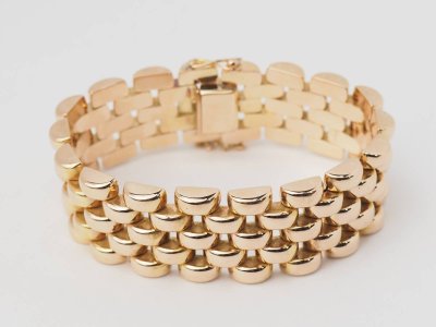 Rose gold rice grain mesh bracelet