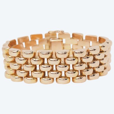 Bracelet maille grain de riz en or rose