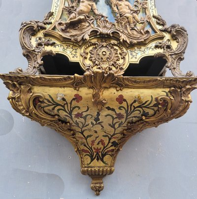 Orologio Cartel "Boulle" con la sua consolle da parete, XVIII secolo