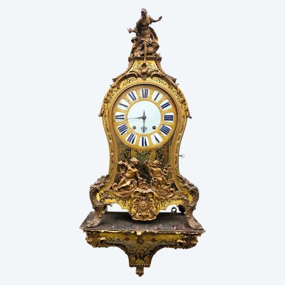 Orologio Cartel "Boulle" con la sua consolle da parete, XVIII secolo