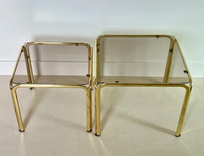 Gold metal side tables, Italy, 1970s