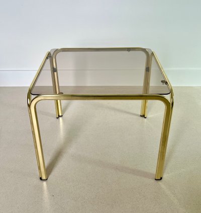 Gold metal side tables, Italy, 1970s