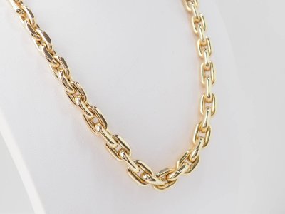 Yellow gold and diamond filing chain necklace